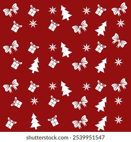 Christmas background vector image,simple and modern christmas ornament pattern,isolated on red background,can be for wallpaper,poster,and background ideas