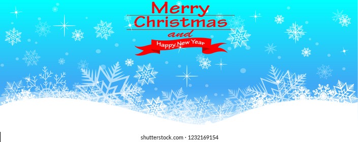 Christmas background, vector and snow are white and snowflakes and have copy space.