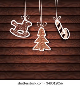 Christmas background. Vector background with Christmas toys. 