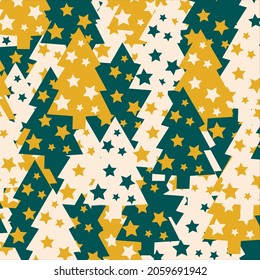 Fondo de Navidad en vectores, árboles de Navidad, estrellas