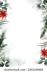 Christmas background vector watercolor design. Watercolor drawing for Winter season. Elements design for invitation, cards, social post, ad, cover, sale banner, invitation and decorate artwork.