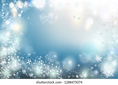Christmas background vector winter illustration with crystal snowflakes. New Year theme