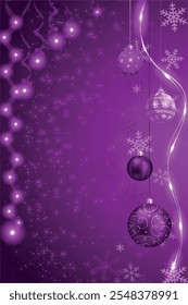 Christmas background with violet balls, violet ornament Christmas background with balls, Vector illustration, violet Christmas balls background EPS10