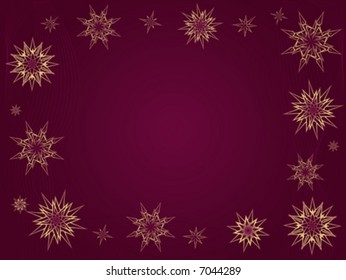 Christmas background. Violet background with a snowflakes and curls.