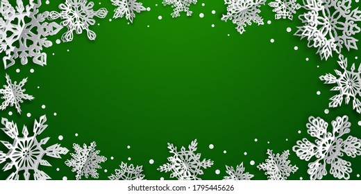 Weihnachtshintergrund mit Schneeflocken auf Tapeten mit weichem Hintergrund