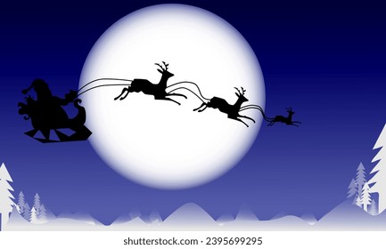  Christmas Background Wallpaper with moon and santa claus