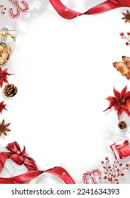 Christmas background watercolor vector design. Watercolor drawing for Winter season. Elements design for invitation, cards, social post, ad, cover, sale banner, invitation and decorate artwork.