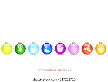 Christmas background with white balls brightly decorated