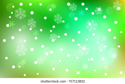 Christmas background with white blurred and clear snowflakes