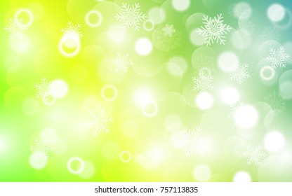 Christmas background with white blurred and clear snowflakes