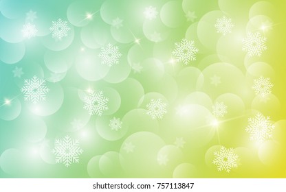 Christmas background with white blurred and clear snowflakes