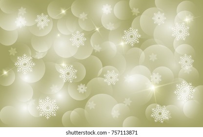 Christmas background with white blurred and clear snowflakes