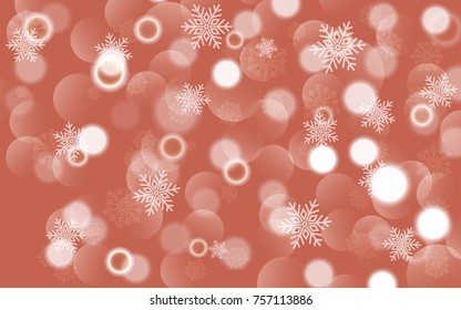 Christmas background with white blurred and clear snowflakes