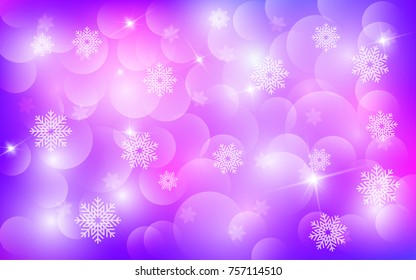 Christmas background with white blurred and clear snowflakes