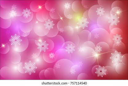 Christmas background with white blurred and clear snowflakes