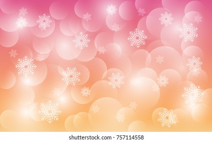 Christmas background with white blurred and clear snowflakes