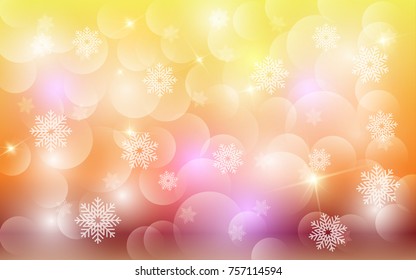 Christmas background with white blurred and clear snowflakes