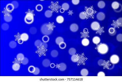 Christmas background with white blurred and clear snowflakes
