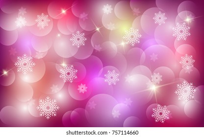 Christmas background with white blurred and clear snowflakes
