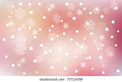 Christmas background with white blurred and clear snowflakes