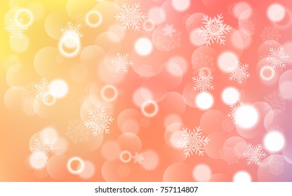 Christmas background with white blurred and clear snowflakes