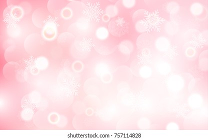 Christmas background with white blurred and clear snowflakes