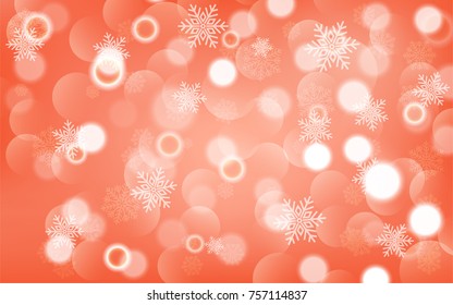 Christmas background with white blurred and clear snowflakes