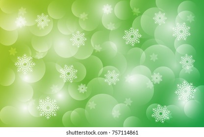 Christmas background with white blurred and clear snowflakes