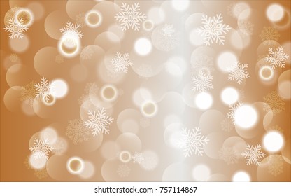 Christmas background with white blurred and clear snowflakes