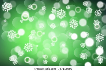 Christmas background with white blurred and clear snowflakes
