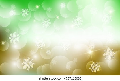 Christmas background with white blurred and clear snowflakes