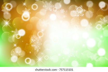 Christmas background with white blurred and clear snowflakes