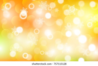 Christmas background with white blurred and clear snowflakes