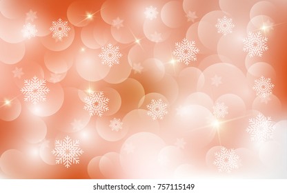 Christmas background with white blurred and clear snowflakes