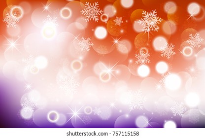 Christmas background with white blurred and clear snowflakes