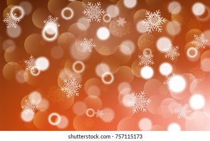 Christmas background with white blurred and clear snowflakes