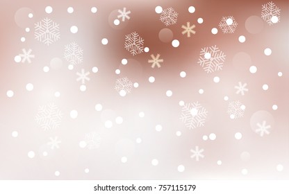 Christmas background with white blurred and clear snowflakes