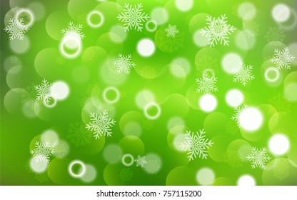 Christmas background with white blurred and clear snowflakes