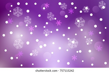 Christmas background with white blurred and clear snowflakes