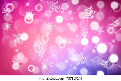 Christmas background with white blurred and clear snowflakes