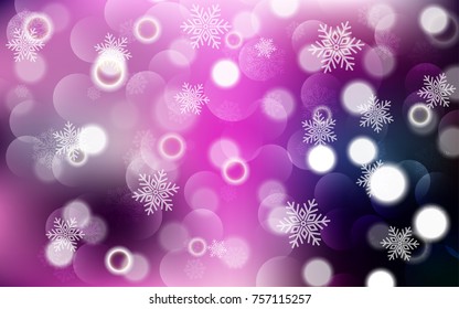 Christmas background with white blurred and clear snowflakes