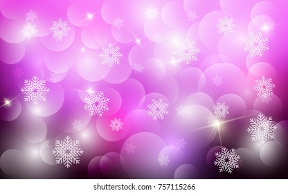 Christmas background with white blurred and clear snowflakes