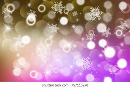 Christmas background with white blurred and clear snowflakes