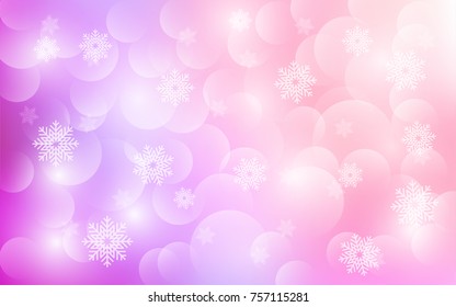 Christmas background with white blurred and clear snowflakes