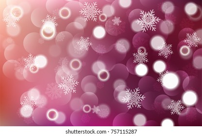 Christmas background with white blurred and clear snowflakes