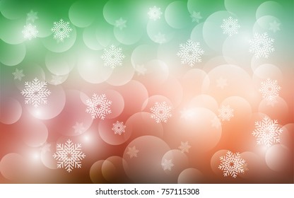 Christmas background with white blurred and clear snowflakes