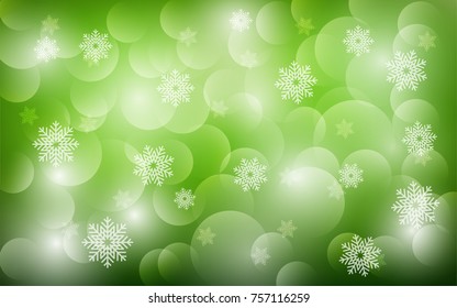 Christmas background with white blurred and clear snowflakes