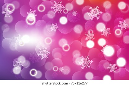 Christmas background with white blurred and clear snowflakes