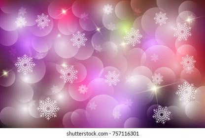 Christmas background with white blurred and clear snowflakes
