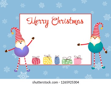 Christmas background with white copy space for taxt or messages with Chrismas decorations Frame,Cute flat cartoon design, Vector Illustration for Greeting card, flyer and invitation card - Vector